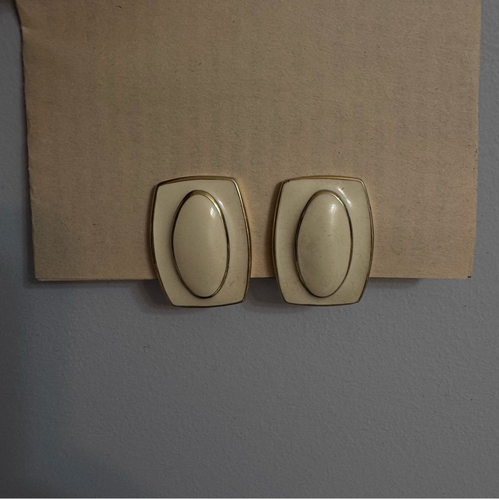 Vintage Monet Cream Clip-On Earrings
